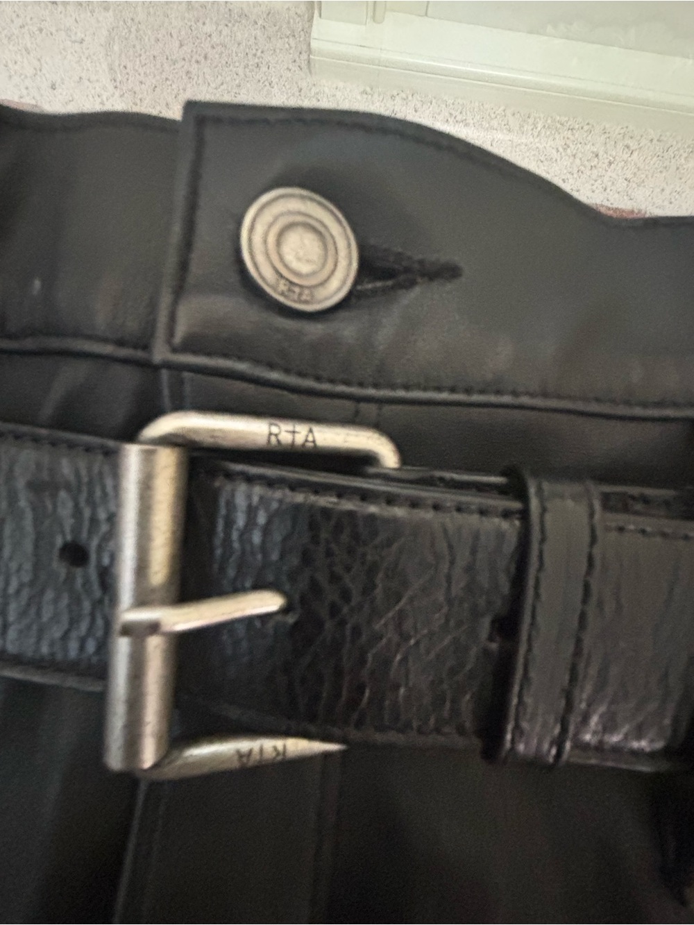 RtA Genuine Black Leather Belted Mini Skirt ✨ EUC - Picture 5 of 7